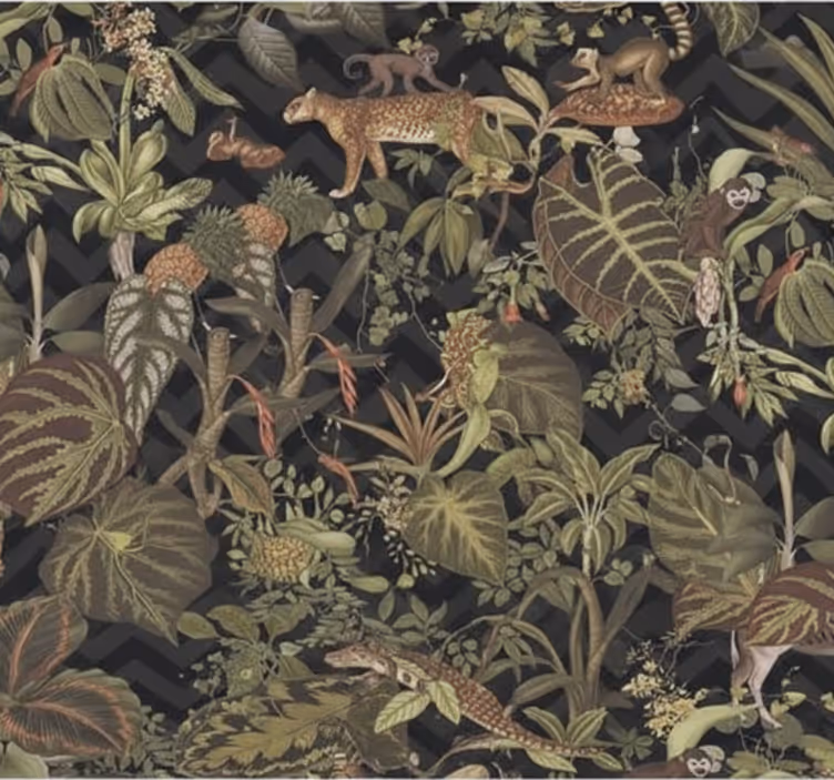 Carta da parati camera da letto animali della giungla - TenStickers