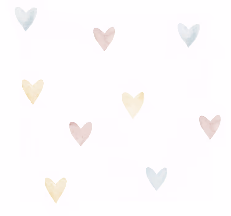 Carta da parati camera da letto cuori acquerello pastello - TenStickers