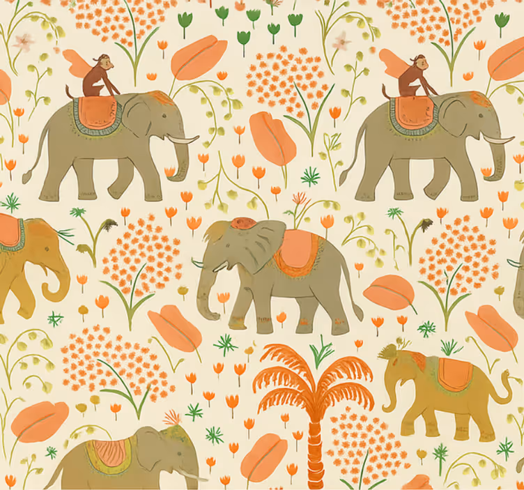 Carta da parati camera da letto safari elefante indiano - TenStickers