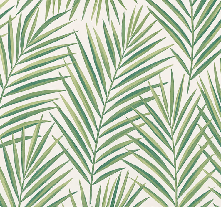Carta da parati soggiorno foglie verdi tropicali sottile - TenStickers