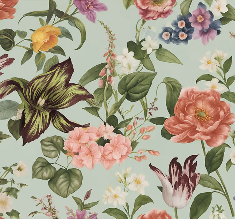 Carta da parati camera da letto fiori colorati di primavera - TenStickers