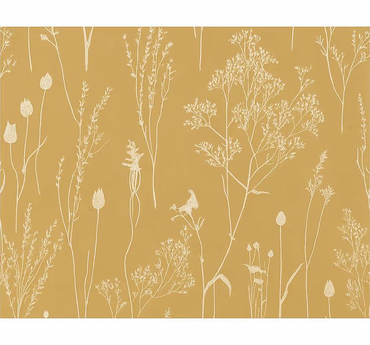 Carta da parati soggiorno fiori nordici ocra - TenStickers