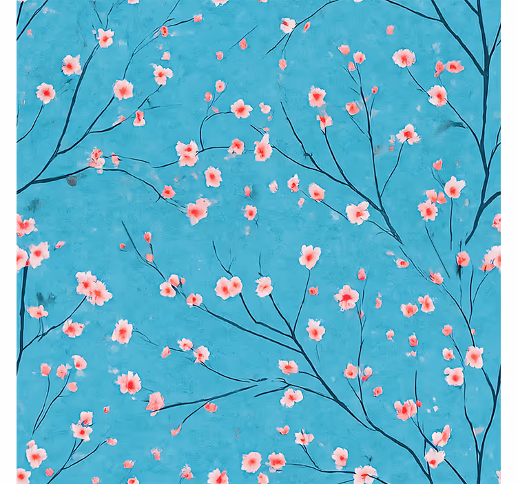 Carta da parati floreale fiori di ciliegio turchesi - TenStickers