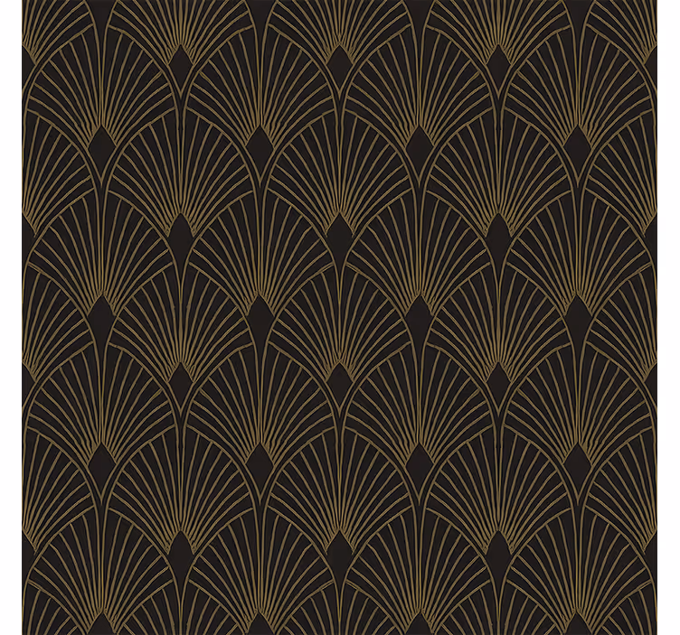 Carta da parati geometrica ventaglio deco dorato - TenStickers