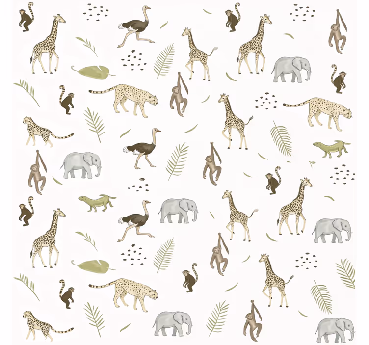 Carta da parati cameretta animali della savana - TenStickers