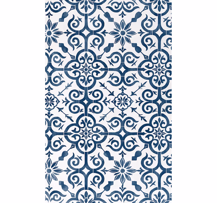 Carta da parati effetto piastrelle piastrella blu marocchina - TenStickers