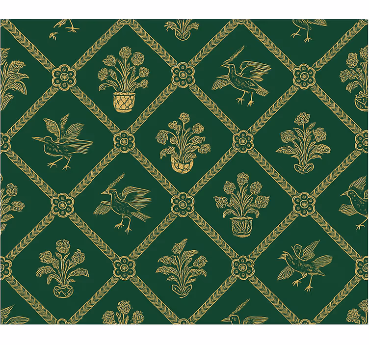 Carta da parati camera da letto verde e oro elegante - TenStickers