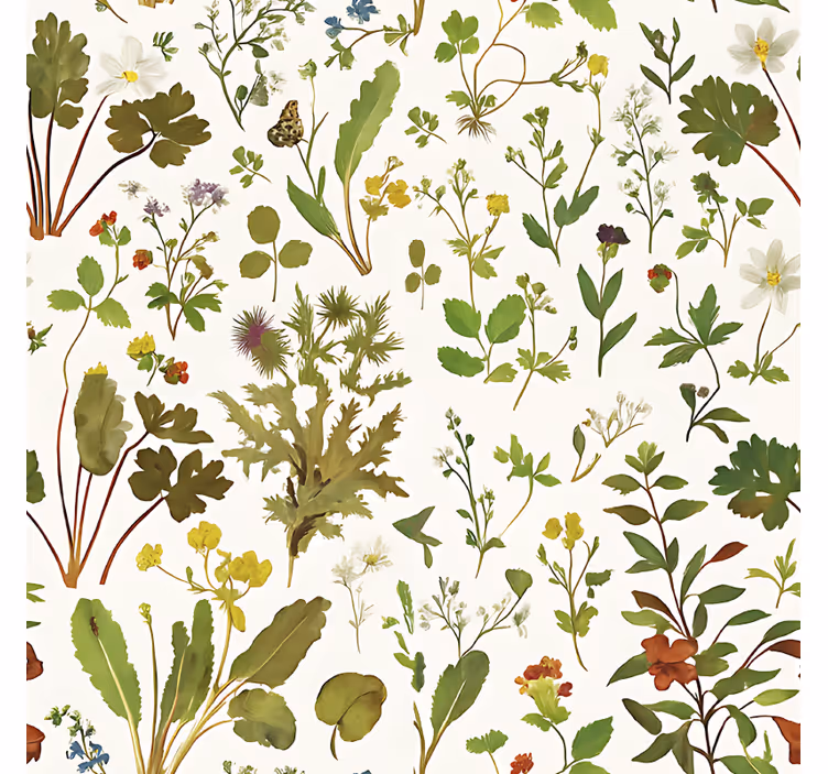 Carta da parati camera da letto design botanico su sfondo bianco - TenStickers