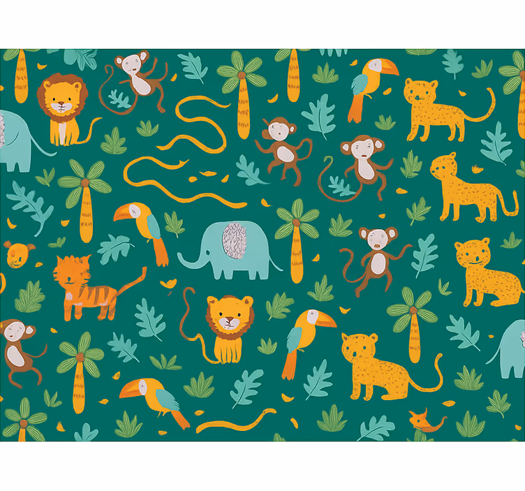 Carta da parati cameretta design giungla semplice bambini - TenStickers