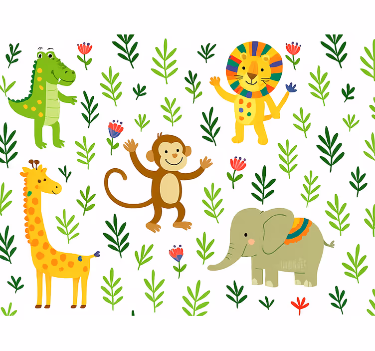 Carta da parati cameretta animali felici e carini - TenStickers