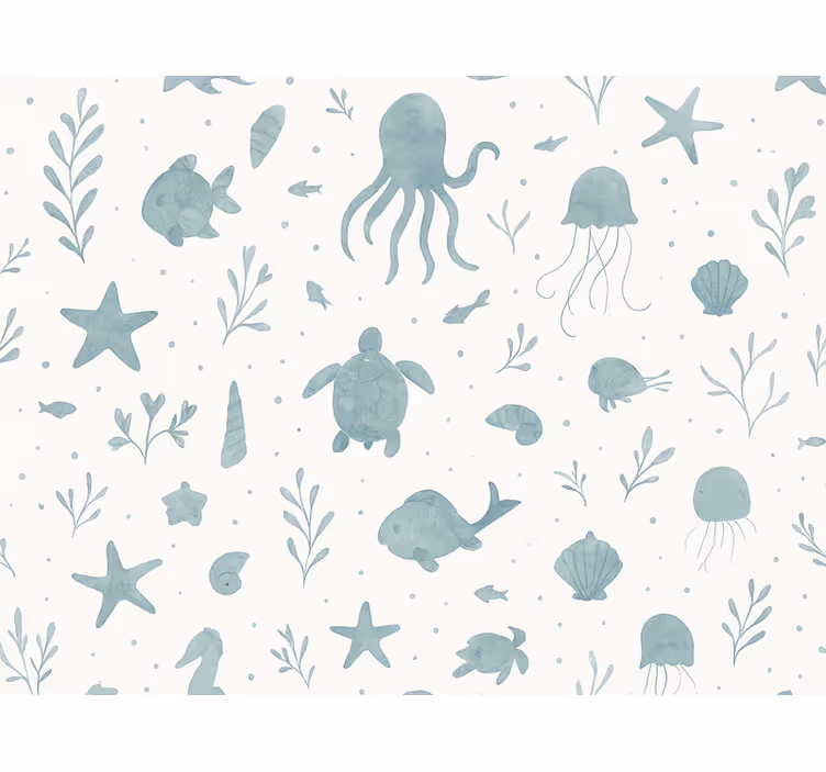 Carta da parati cameretta tema nautico blu e bianco - TenStickers