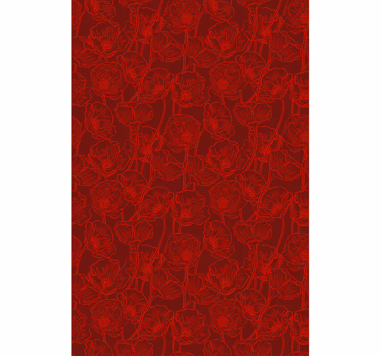 Carta da parati floreale papaveri artistici con steli - TenStickers