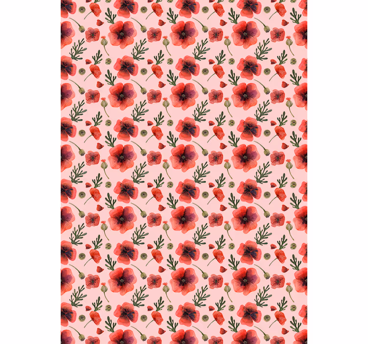 Carta da parati floreale papaveri acquerello - TenStickers