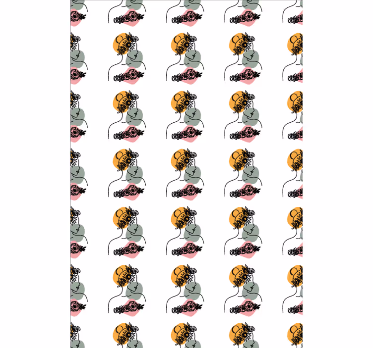 Carta da parati floreale volto di donna stupenda - TenStickers