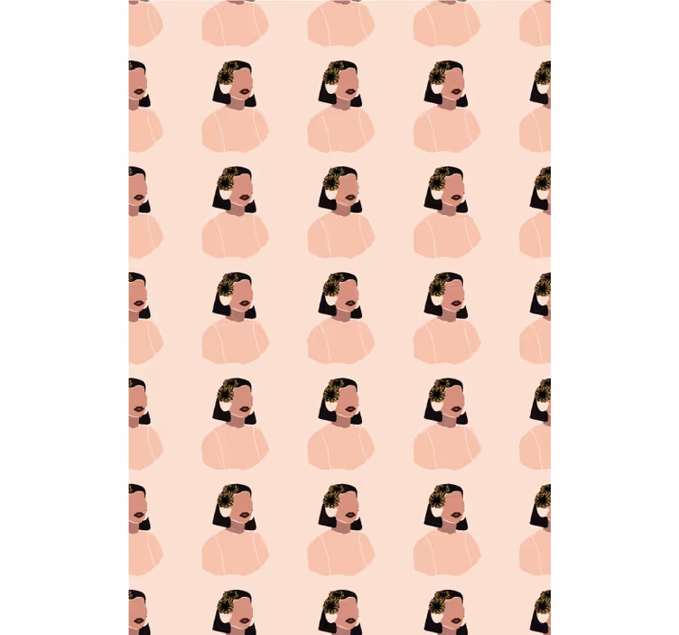 Carta da parati floreale volto di donna girasole - TenStickers