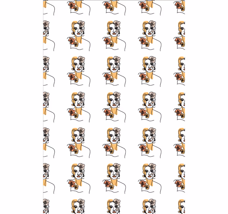 Carta da parati floreale volto minimalista con orchidee - TenStickers