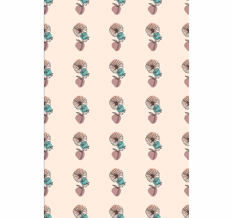 Carta da parati floreale design lineare margherita - TenStickers