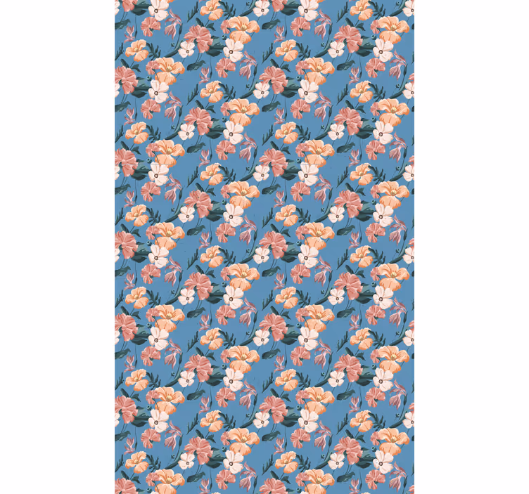 Carta da parati floreale stampa fiori jeans - TenStickers