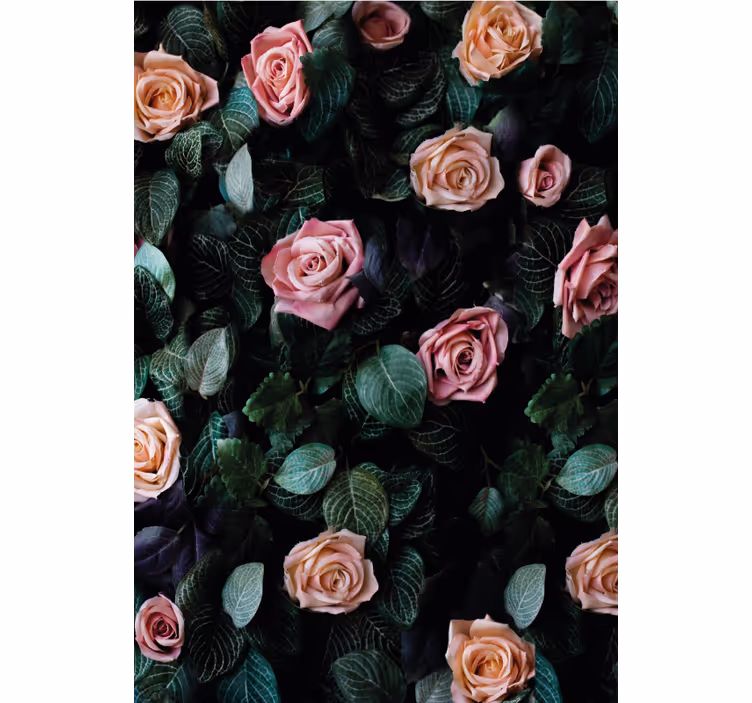 Carta da parati floreale fiori di rosa rossa - TenStickers