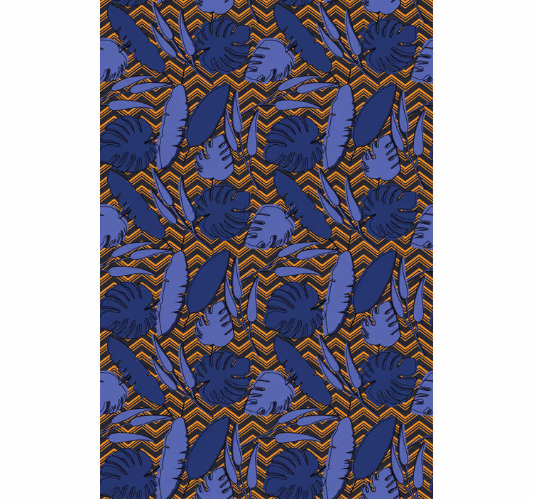 Carta da parati camera da letto motivo zig zag blu arancio - TenStickers
