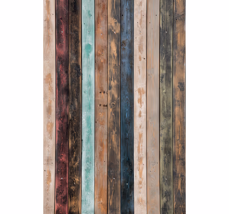 Carta da parati camera da letto tavole di legno colorate - TenStickers