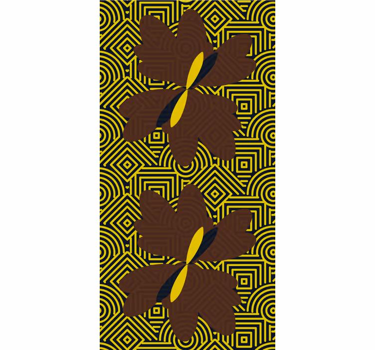 Carta da parati camera design artistico marrone e giallo - TenStickers