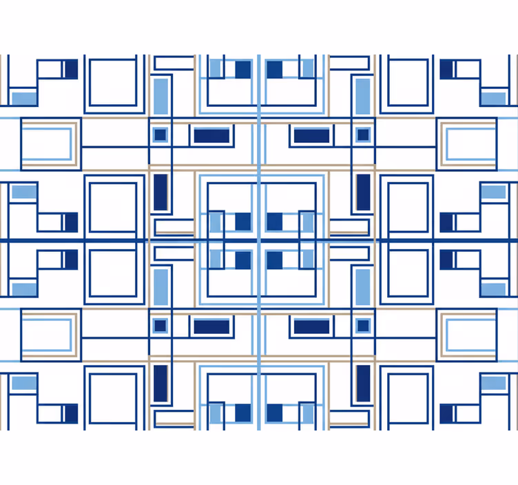 Carta da parati quadrati forme geometriche blu - TenStickers