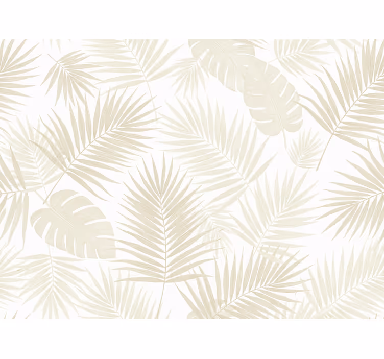 Carta da parati floreale foglie di palma crema - TenStickers