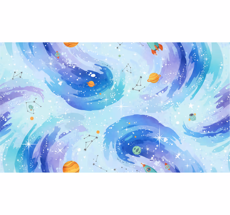 Carta da parati cameretta blu chiaro galassia - TenStickers