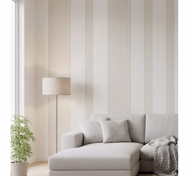 Carta da parati a righe verticali crema minimalista - TenStickers