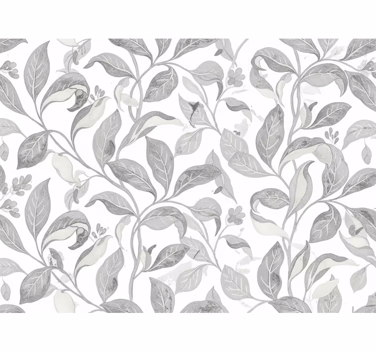 Carta da parati foglie foglie grigie rustiche - TenStickers