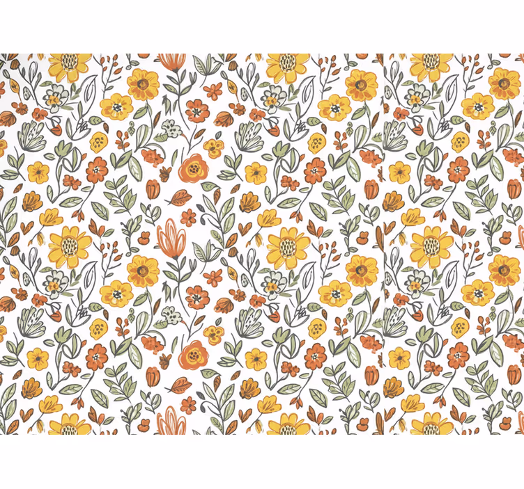 Carta da parati floreale giardino rustico giallo - TenStickers