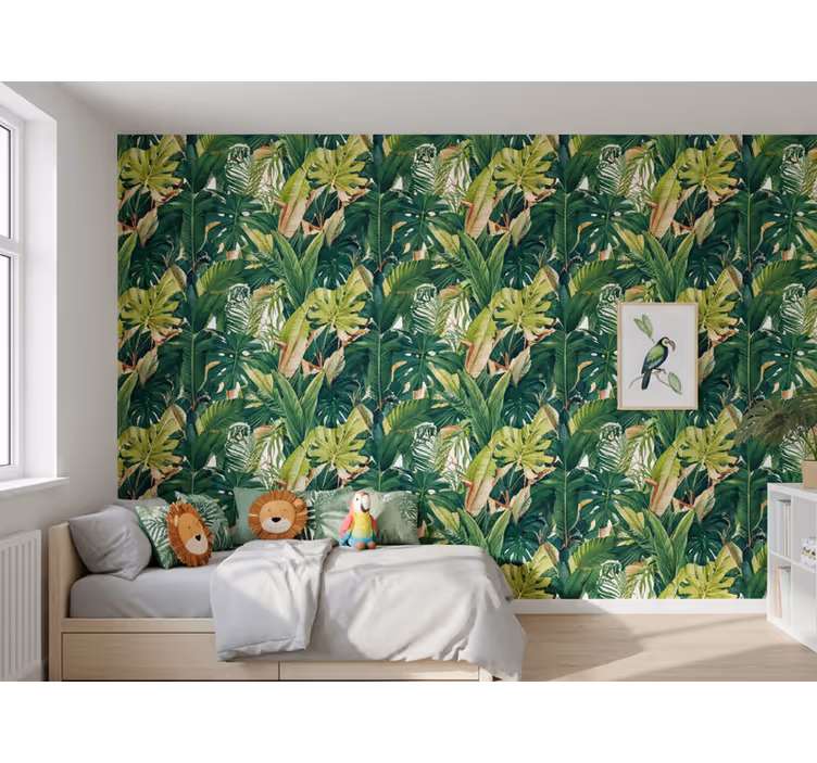 Carta da parati foglie foglie di foresta realistiche - TenStickers
