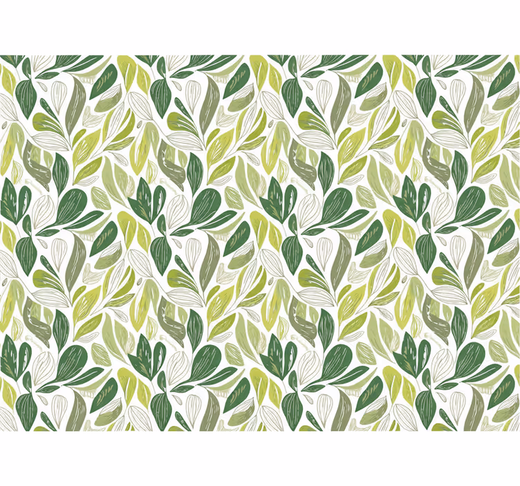 Carta da parati foglie motivo foglie verde e beige - TenStickers