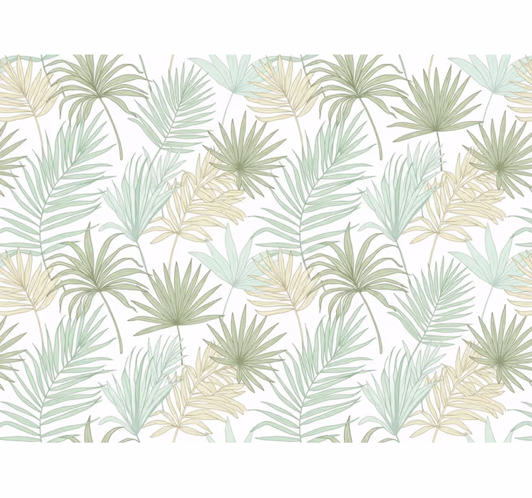 Carta da parati foglie foglie di palma tropicali chiare - TenStickers