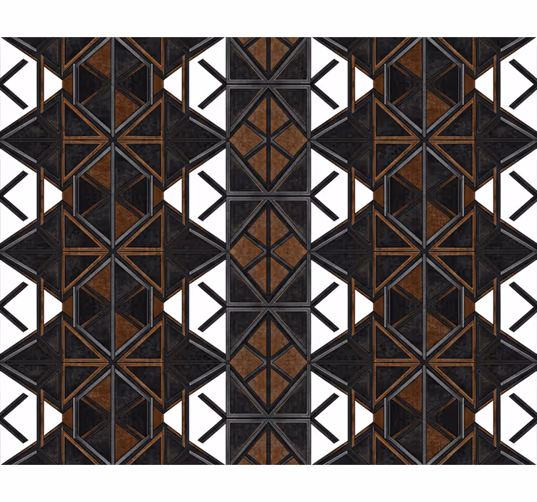 Carta da parati stile industriale geometrica nera e marrone - TenStickers