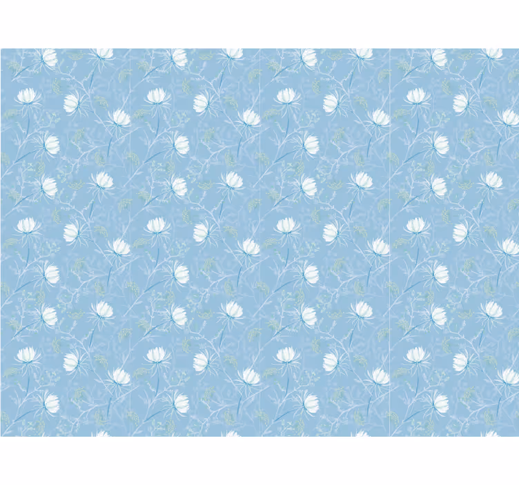 Carta da parati blu motivo foglie botaniche - TenStickers