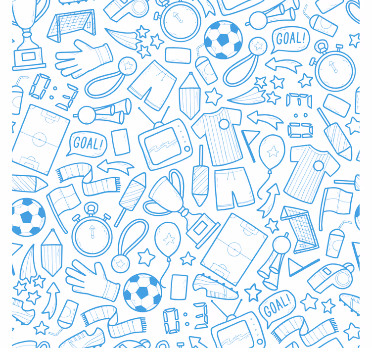 Carta da parati blu illustrazione doodle calcio - TenStickers