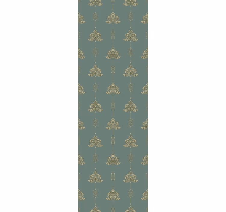 Carta da parati verde motivo jugendstil con fiori dorati - TenStickers