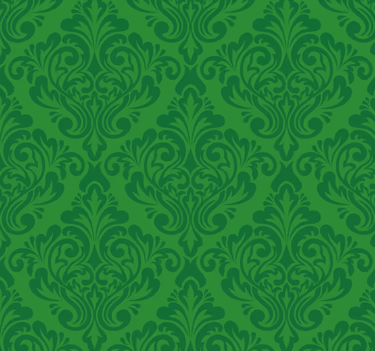 Carta da parati verde damascata floreale - TenStickers