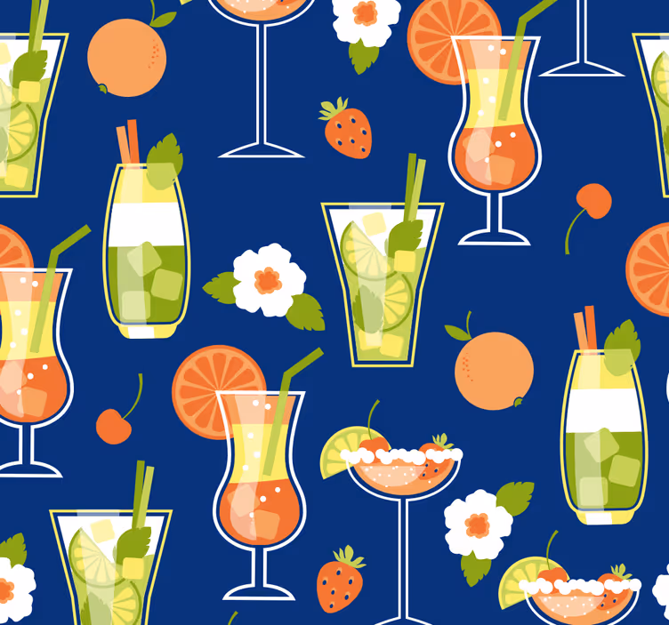 Carta da parati artistica motivi di cocktail - TenStickers