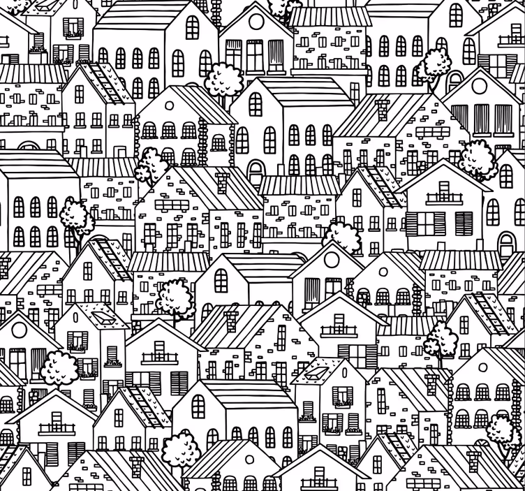 Carta da parati città paesaggio urbano scarabocchio urbano - TenStickers