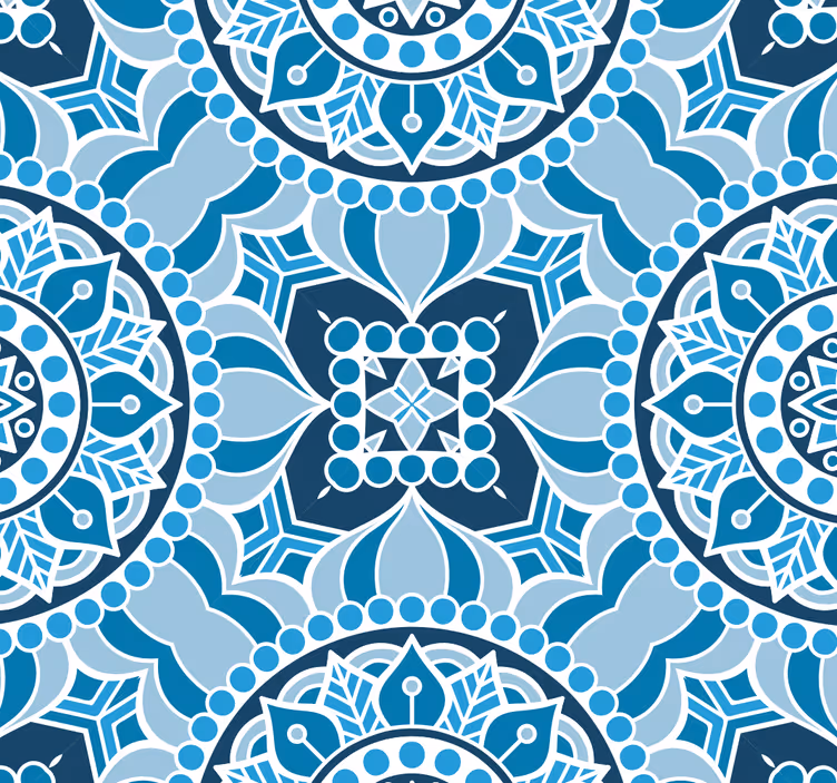 Carta da parati effetto piastrelle ispirate ai mandala - TenStickers