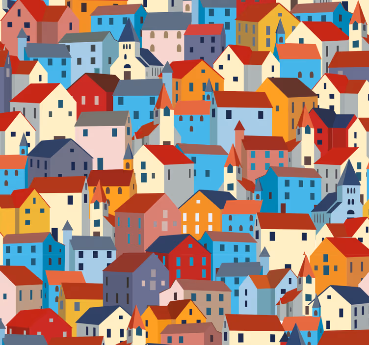 Carta da parati città mosaico urbano - TenStickers