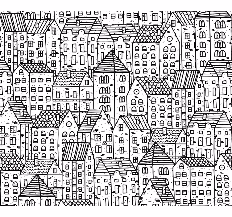 Carta da parati città e paesi schizzo urbano monocromo - TenStickers