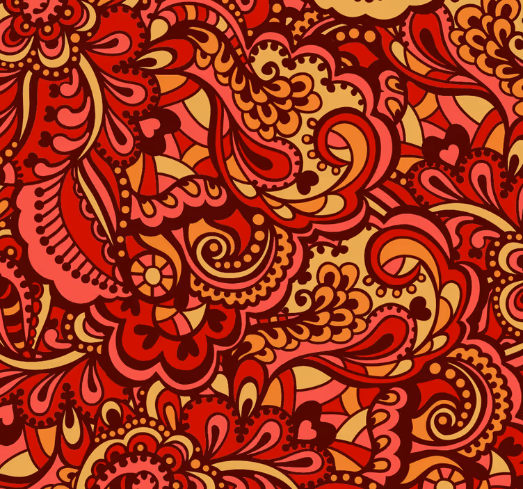 Carta da parati soggiorno forme ornamentali rosse - TenStickers