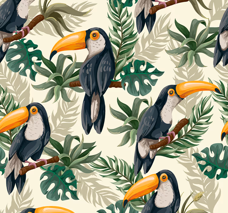 Carta da parati con uccelli tropicali - TenStickers