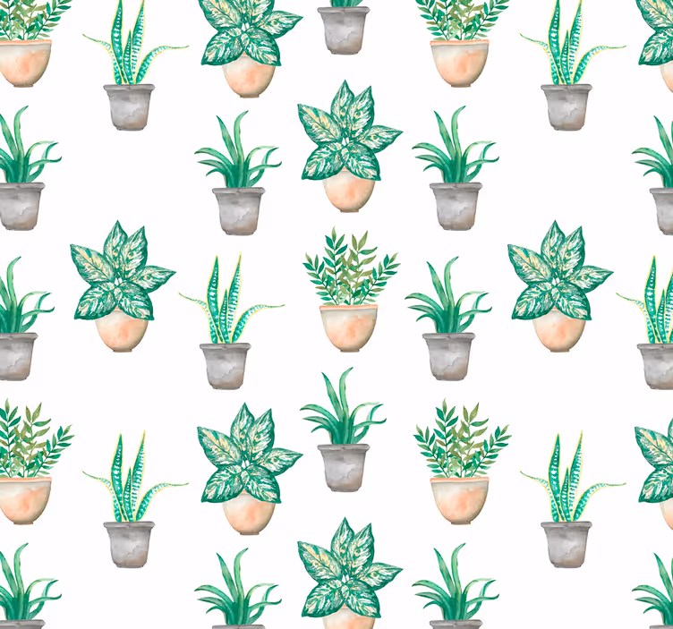 carta da parati cucina modello di vegetazione in vaso - TenStickers