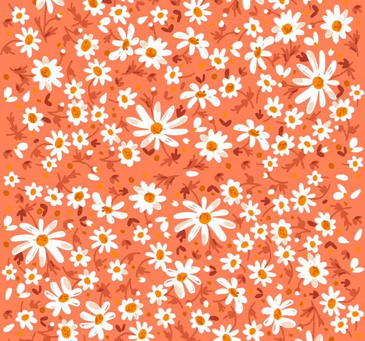 Carta da parati floreale margherite su sfondo marrone - TenStickers