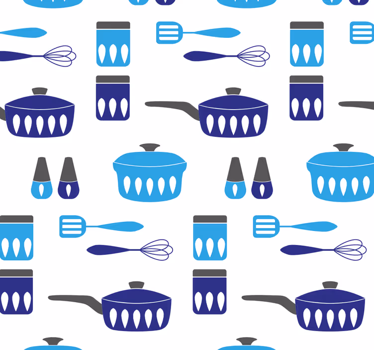 carta da parati cucina modello utensili blu - TenStickers